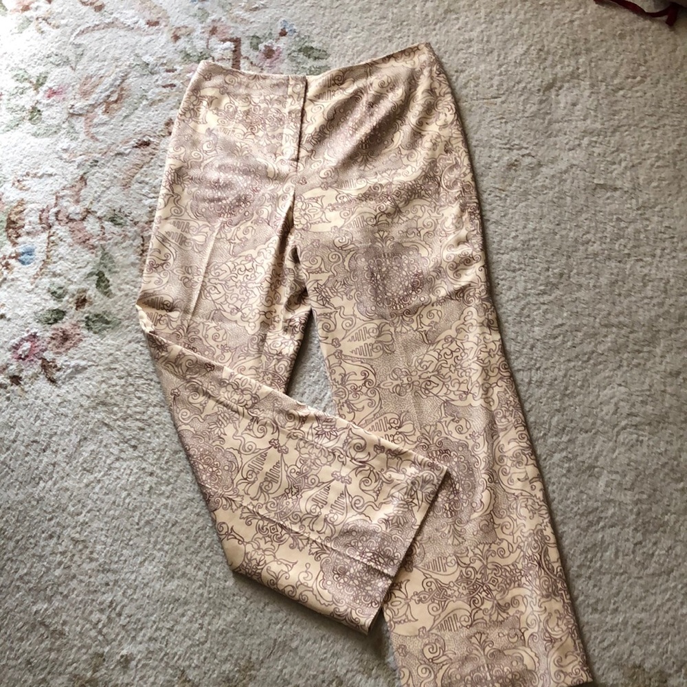 Talbots soft polyester patterned pants. Gently used. Lined. Sz 10.